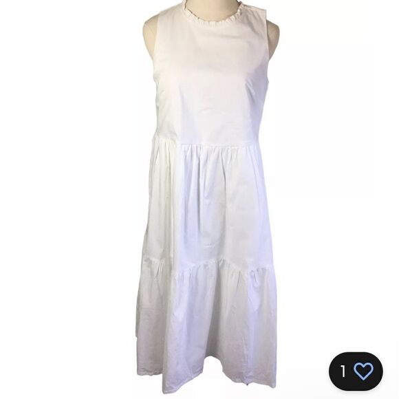 JCrew White Sleeveless Tiered Dress - Picture 1 of 8